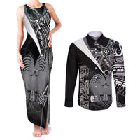 Custom Papua New Guinea Cricket Couples Matching Tank Maxi Dress and Long Sleeve Button Shirt Tribal Bird of Paradise Tattoo