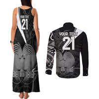 Custom Papua New Guinea Cricket Couples Matching Tank Maxi Dress and Long Sleeve Button Shirt Tribal Bird of Paradise Tattoo