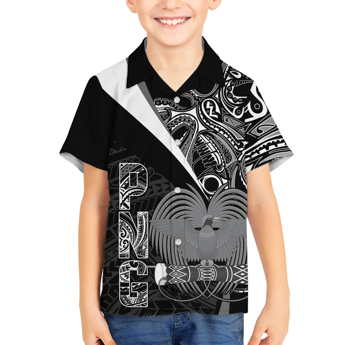 Custom Papua New Guinea Cricket Family Matching Tank Maxi Dress and Hawaiian Shirt Tribal Bird of Paradise Tattoo