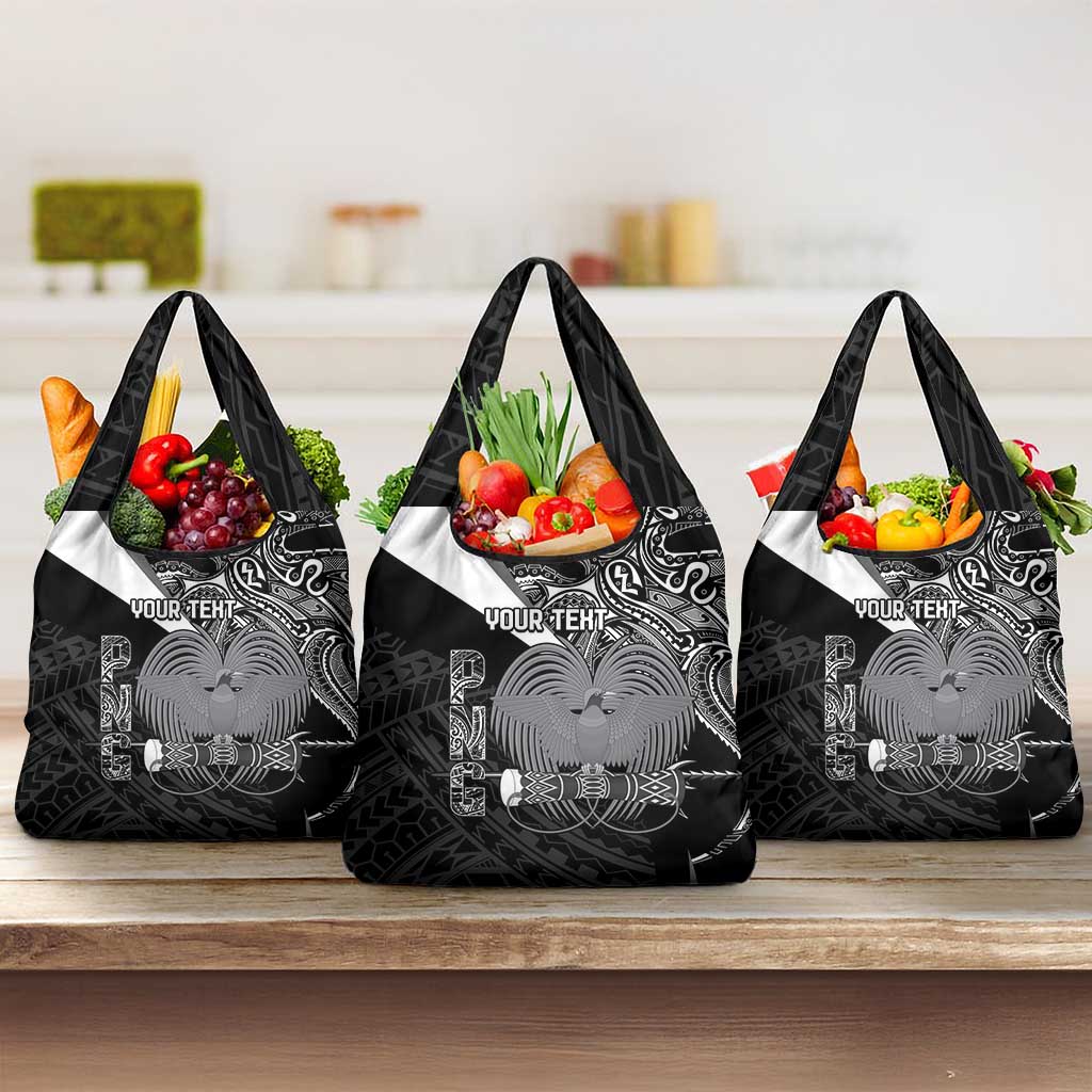 Custom Papua New Guinea Cricket Grocery Bag Tribal Bird of Paradise Tattoo