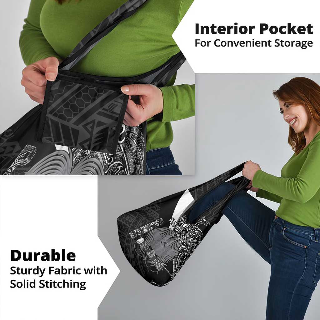 Custom Papua New Guinea Cricket Grocery Bag Tribal Bird of Paradise Tattoo