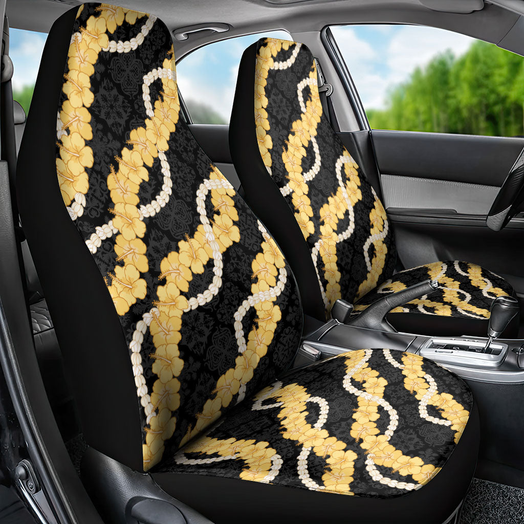 Aloha Melemele Hibiscus Pikake Lei Car Seat Cover Hawaiian Quilt Pattern LT9 - Polynesian Pride