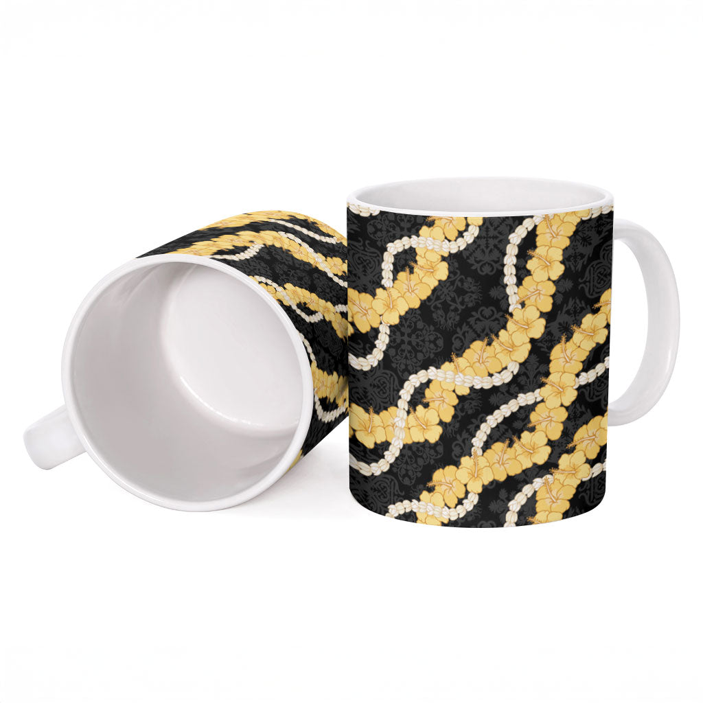 Aloha Melemele Hibiscus Pikake Lei Ceramic Mug Hawaiian Quilt Pattern