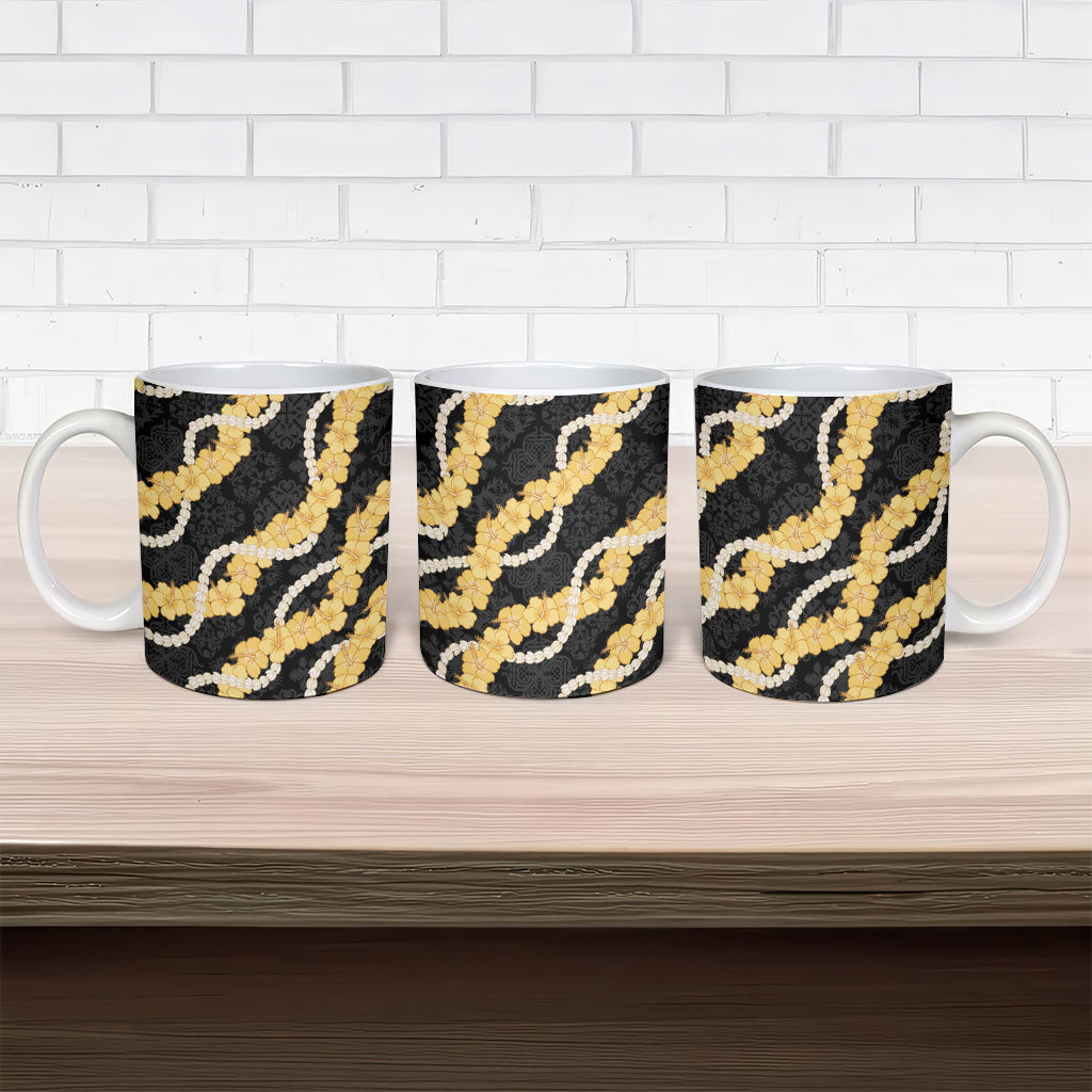 Aloha Melemele Hibiscus Pikake Lei Ceramic Mug Hawaiian Quilt Pattern