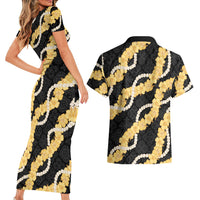 Aloha Melemele Hibiscus Pikake Lei Couples Matching Short Sleeve Bodycon Dress and Hawaiian Shirt Hawaiian Quilt Pattern
