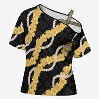 Aloha Melemele Hibiscus Pikake Lei Cross Shoulder Shirt Hawaiian Quilt Pattern