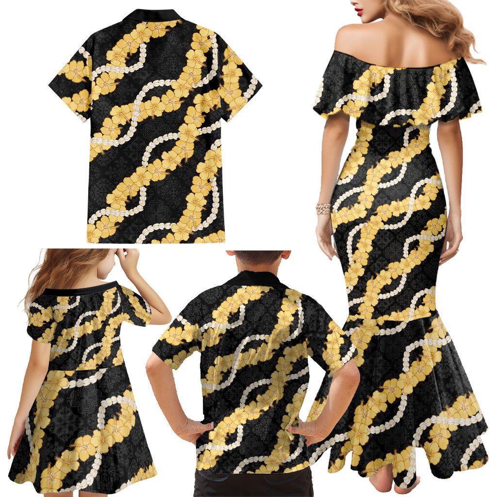 Aloha Melemele Hibiscus Pikake Lei Family Matching Mermaid Dress and Hawaiian Shirt Hawaiian Quilt Pattern