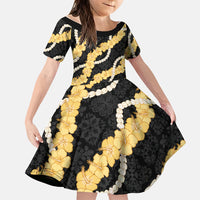 Aloha Melemele Hibiscus Pikake Lei Family Matching Off The Shoulder Long Sleeve Dress and Hawaiian Shirt Hawaiian Quilt Pattern