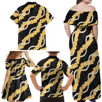 Aloha Melemele Hibiscus Pikake Lei Family Matching Off Shoulder Maxi Dress and Hawaiian Shirt Hawaiian Quilt Pattern