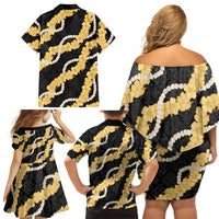 Aloha Melemele Hibiscus Pikake Lei Family Matching Off Shoulder Short Dress and Hawaiian Shirt Hawaiian Quilt Pattern