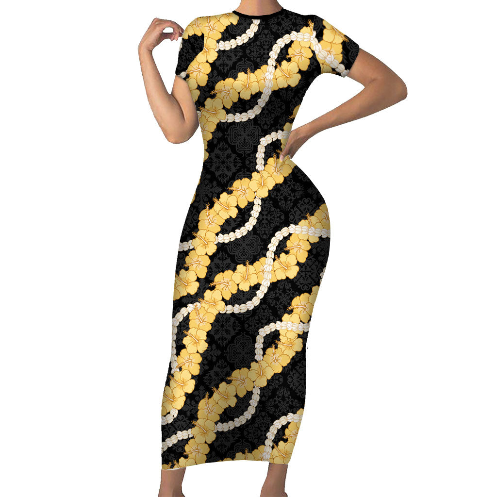 Aloha Melemele Hibiscus Pikake Lei Family Matching Short Sleeve Bodycon Dress and Hawaiian Shirt Hawaiian Quilt Pattern