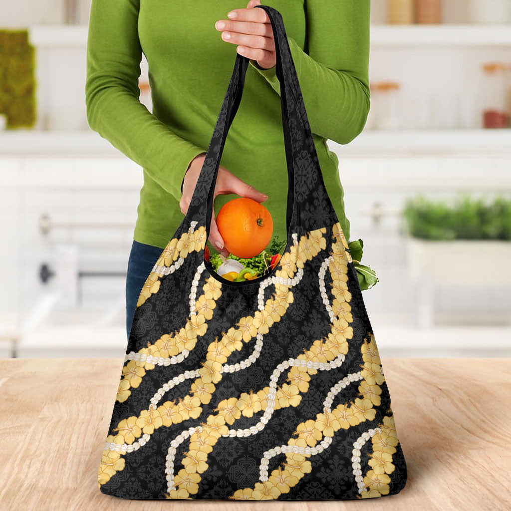 Aloha Melemele Hibiscus Pikake Lei Grocery Bag Hawaiian Quilt Pattern
