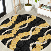 Aloha Melemele Hibiscus Pikake Lei Round Carpet Hawaiian Quilt Pattern