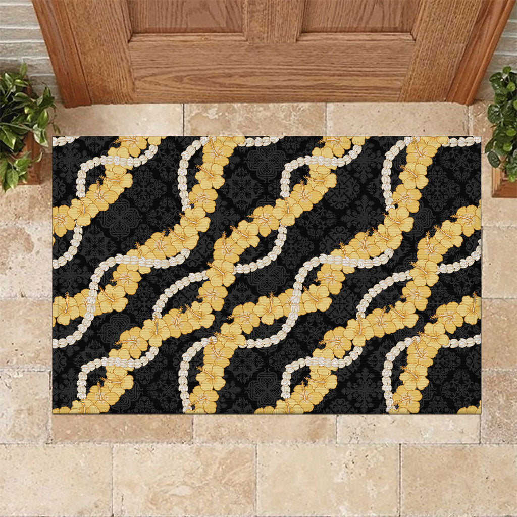 Aloha Melemele Hibiscus Pikake Lei Rubber Doormat Hawaiian Quilt Pattern