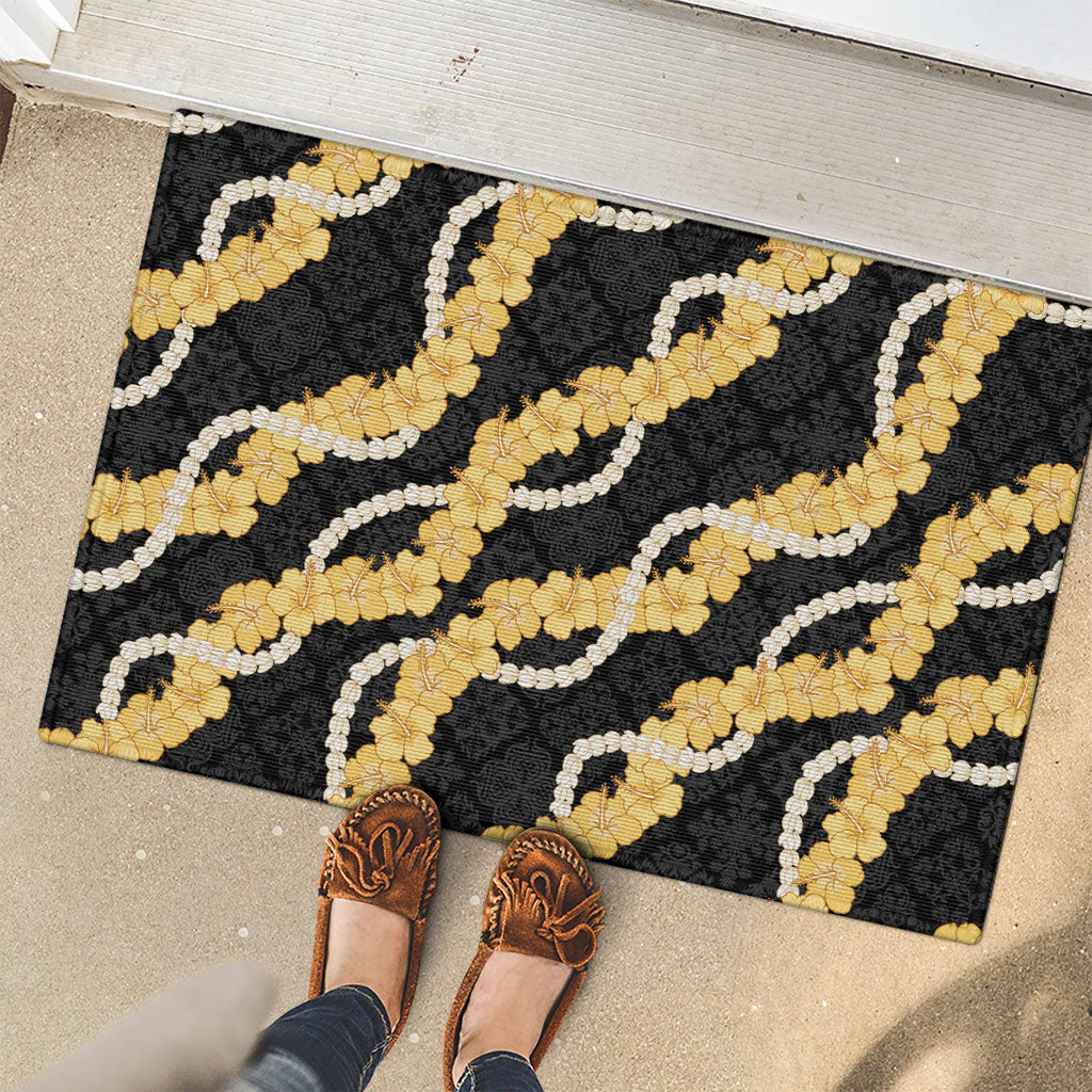 Aloha Melemele Hibiscus Pikake Lei Rubber Doormat Hawaiian Quilt Pattern