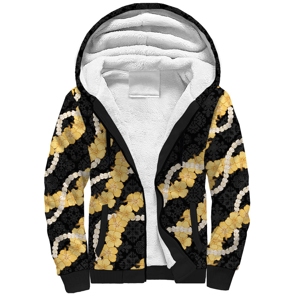 Aloha Melemele Hibiscus Pikake Lei Sherpa Hoodie Hawaiian Quilt Pattern