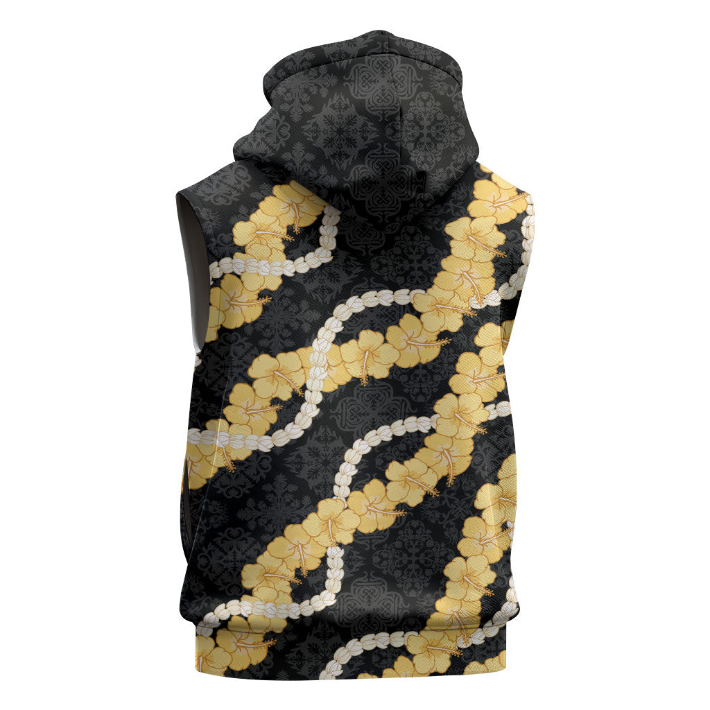 Aloha Melemele Hibiscus Pikake Lei Sleeveless Zip Hoodie Hawaiian Quilt Pattern