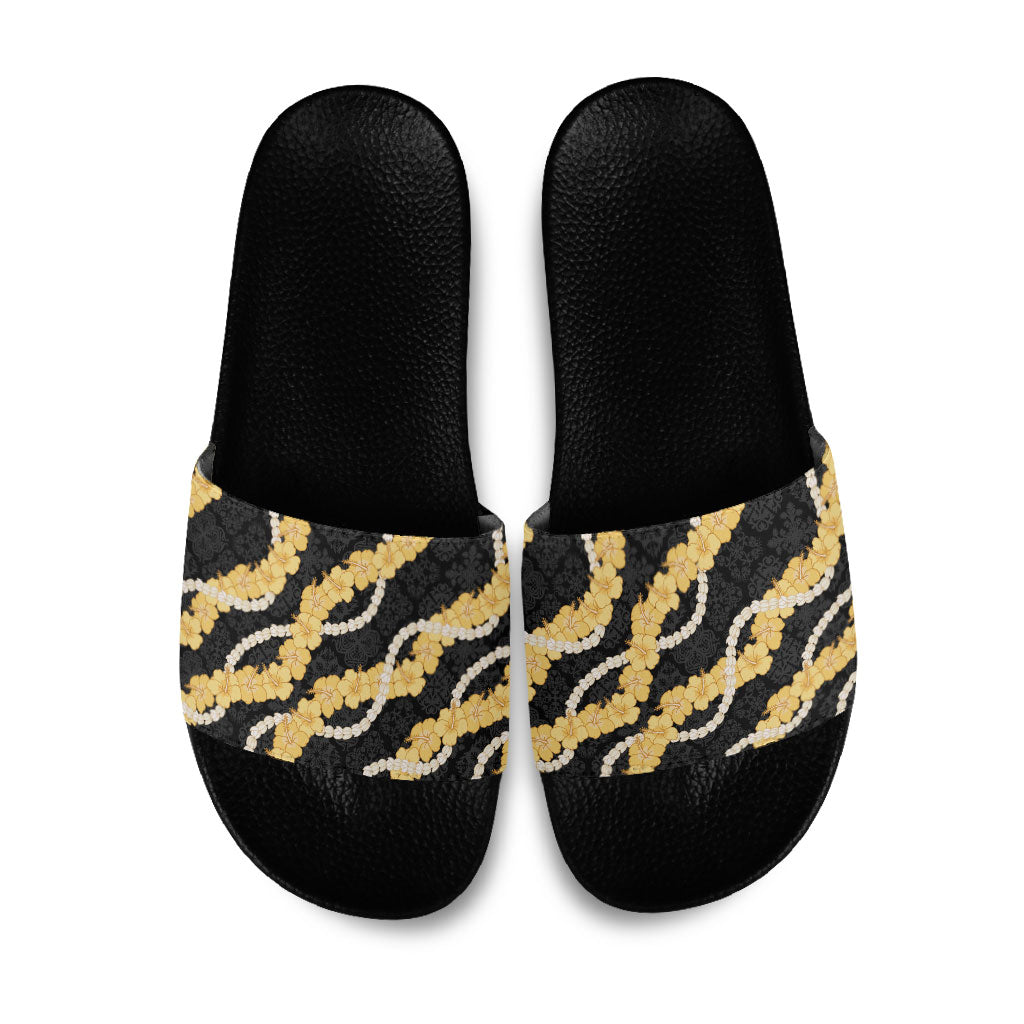 Aloha Melemele Hibiscus Pikake Lei Slide Sandals Hawaiian Quilt Pattern