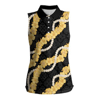 Aloha Melemele Hibiscus Pikake Lei Women Sleeveless Polo Shirt Hawaiian Quilt Pattern