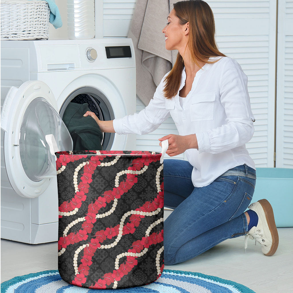 Aloha Ula'ula Hibiscus Pikake Lei Laundry Basket Hawaiian Quilt Pattern