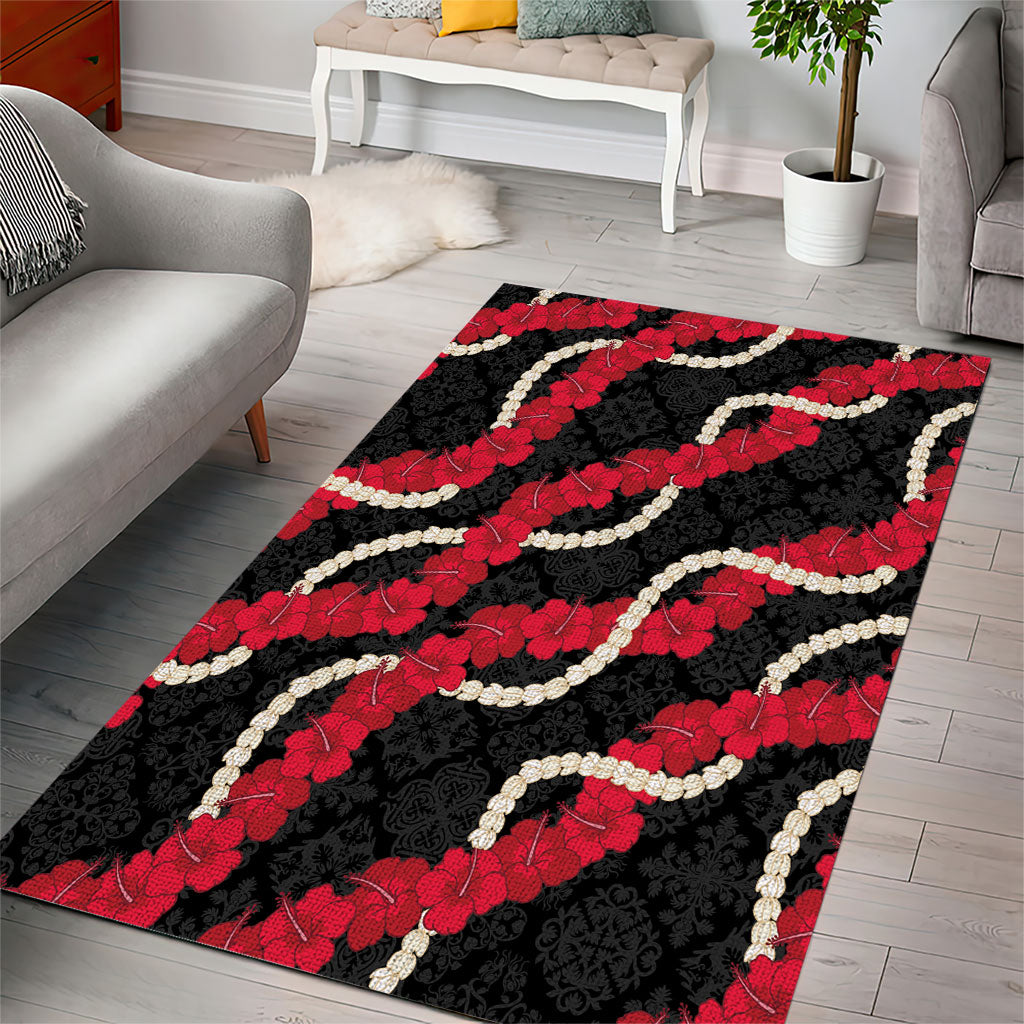 Aloha Ula'ula Hibiscus Pikake Lei Area Rug Hawaiian Quilt Pattern