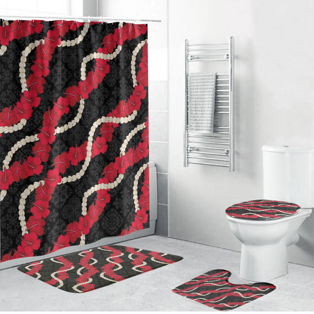 Aloha Ula'ula Hibiscus Pikake Lei Bathroom Set Hawaiian Quilt Pattern