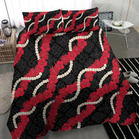 Aloha Ula'ula Hibiscus Pikake Lei Bedding Set Hawaiian Quilt Pattern