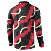 Aloha Ula'ula Hibiscus Pikake Lei Button Sweatshirt Hawaiian Quilt Pattern