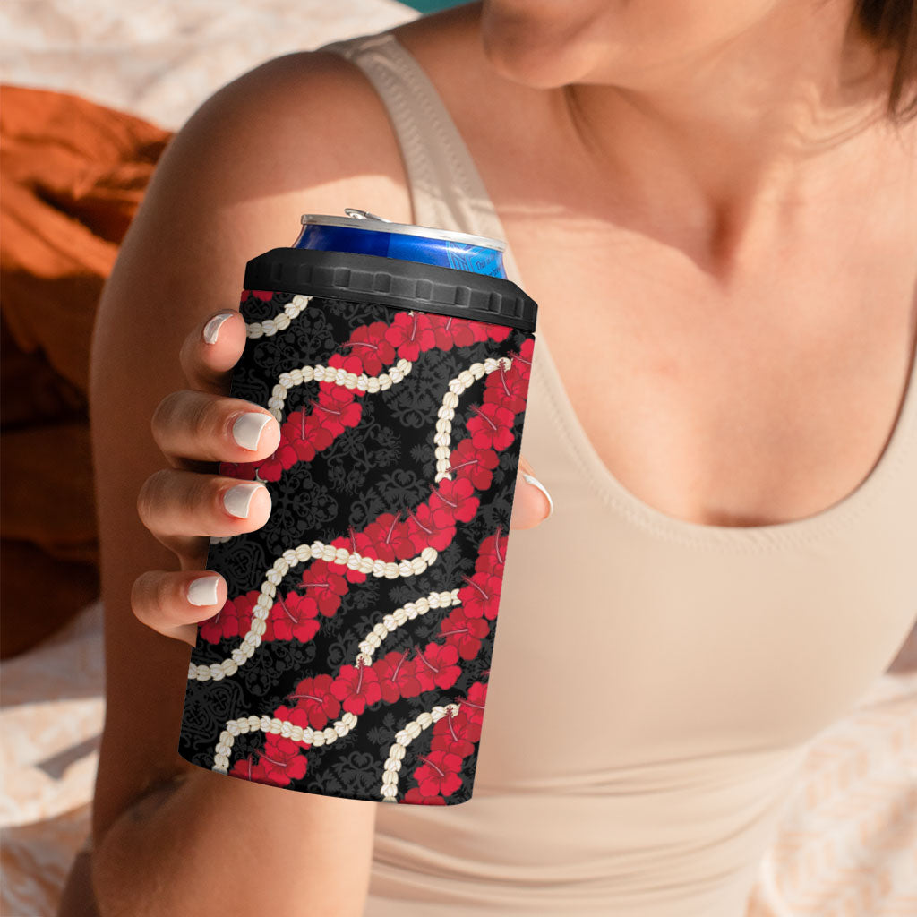 Aloha Ula'ula Hibiscus Pikake Lei 4 in 1 Can Cooler Tumbler Hawaiian Quilt Pattern