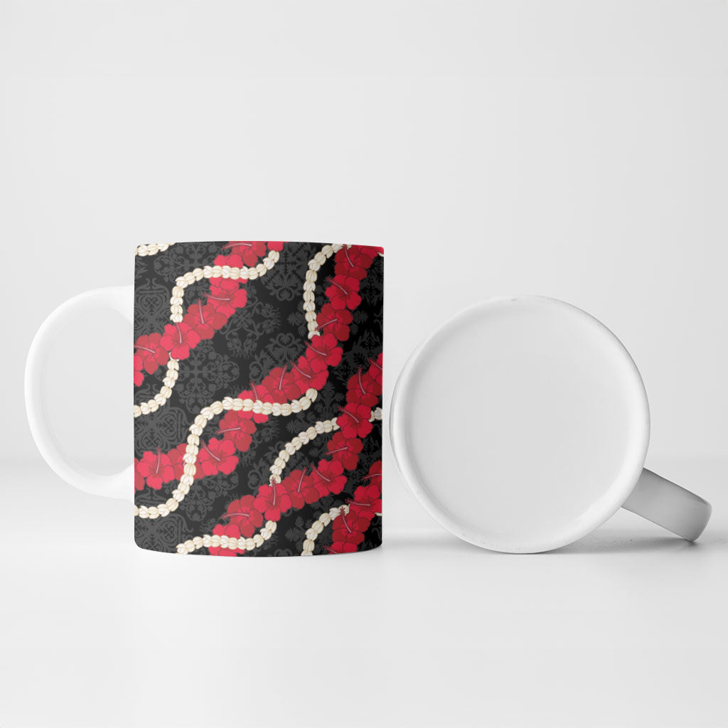 Aloha Ula'ula Hibiscus Pikake Lei Ceramic Mug Hawaiian Quilt Pattern