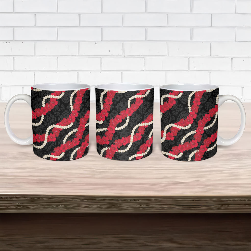 Aloha Ula'ula Hibiscus Pikake Lei Ceramic Mug Hawaiian Quilt Pattern
