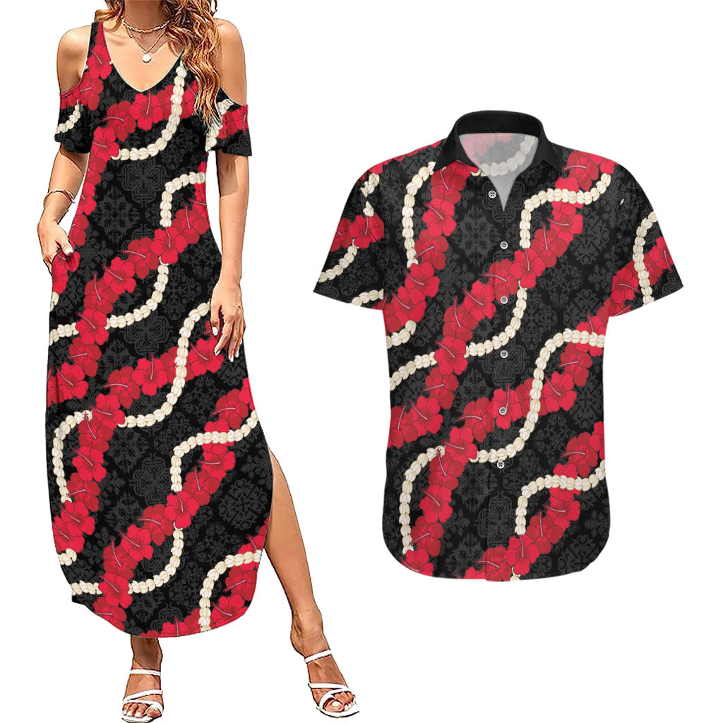 Aloha Ula'ula Hibiscus Pikake Lei Couples Matching Summer Maxi Dress and Hawaiian Shirt Hawaiian Quilt Pattern