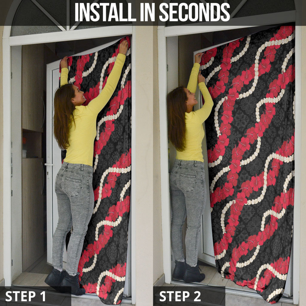 Aloha Ula'ula Hibiscus Pikake Lei Door Cover Hawaiian Quilt Pattern