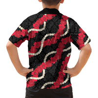 Aloha Ula'ula Hibiscus Pikake Lei Family Matching Off The Shoulder Long Sleeve Dress and Hawaiian Shirt Hawaiian Quilt Pattern