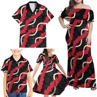 Aloha Ula'ula Hibiscus Pikake Lei Family Matching Off Shoulder Maxi Dress and Hawaiian Shirt Hawaiian Quilt Pattern