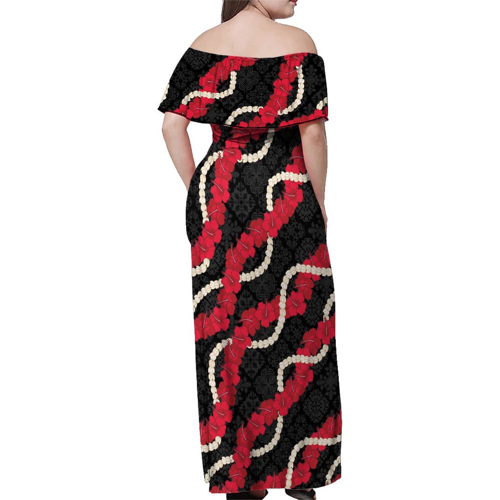 Aloha Ula'ula Hibiscus Pikake Lei Family Matching Off Shoulder Maxi Dress and Hawaiian Shirt Hawaiian Quilt Pattern