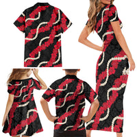Aloha Ula'ula Hibiscus Pikake Lei Family Matching Short Sleeve Bodycon Dress and Hawaiian Shirt Hawaiian Quilt Pattern