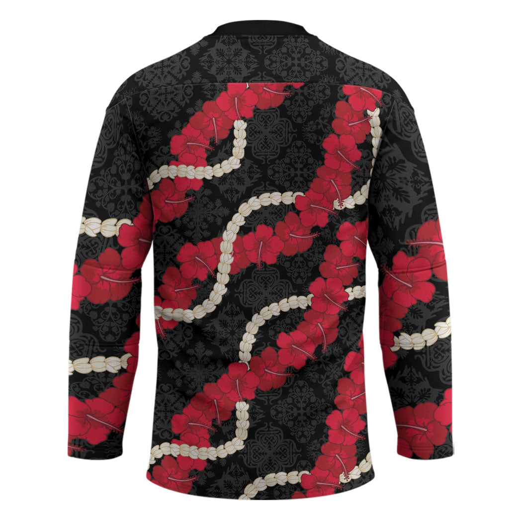 Aloha Ula'ula Hibiscus Pikake Lei Hockey Jersey Hawaiian Quilt Pattern