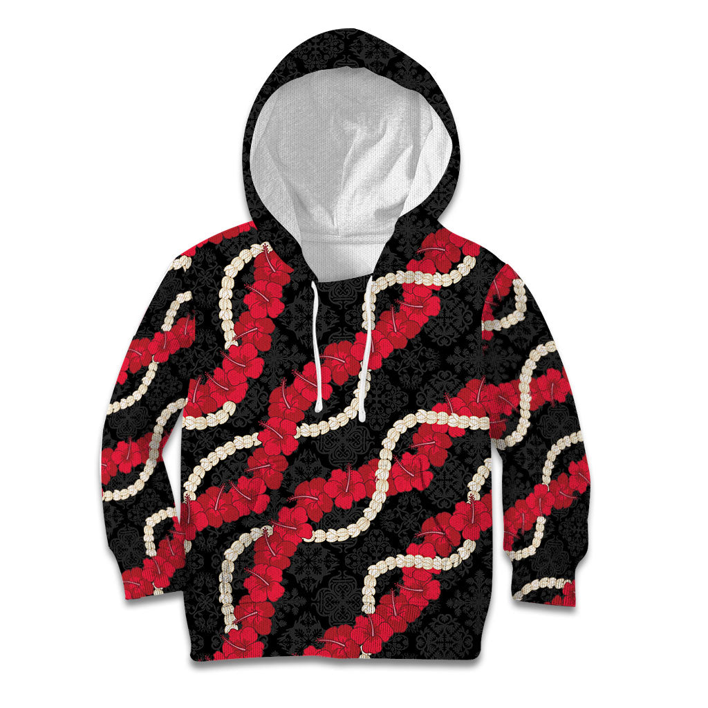 Aloha Ula'ula Hibiscus Pikake Lei Kid Hoodie Hawaiian Quilt Pattern