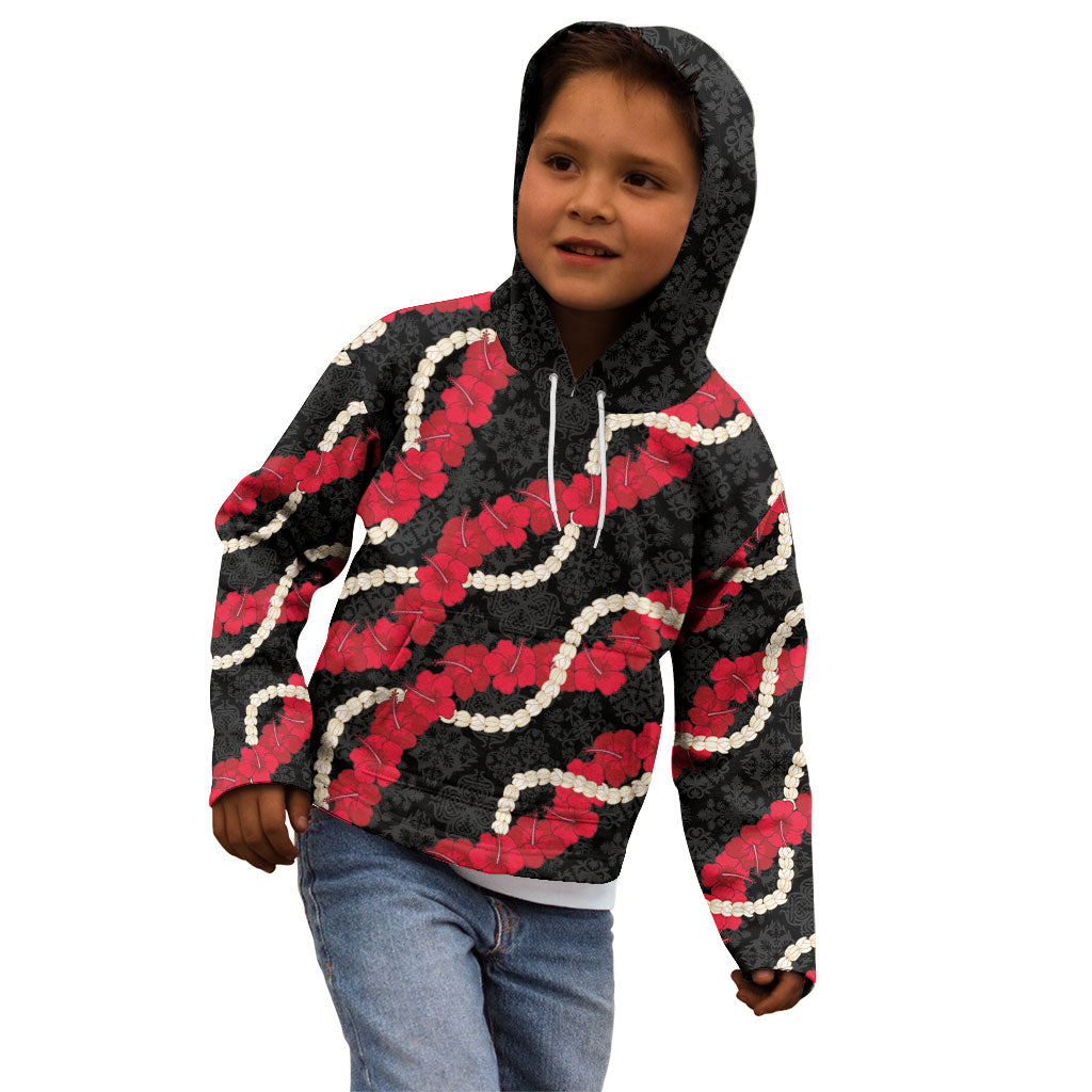 Aloha Ula'ula Hibiscus Pikake Lei Kid Hoodie Hawaiian Quilt Pattern