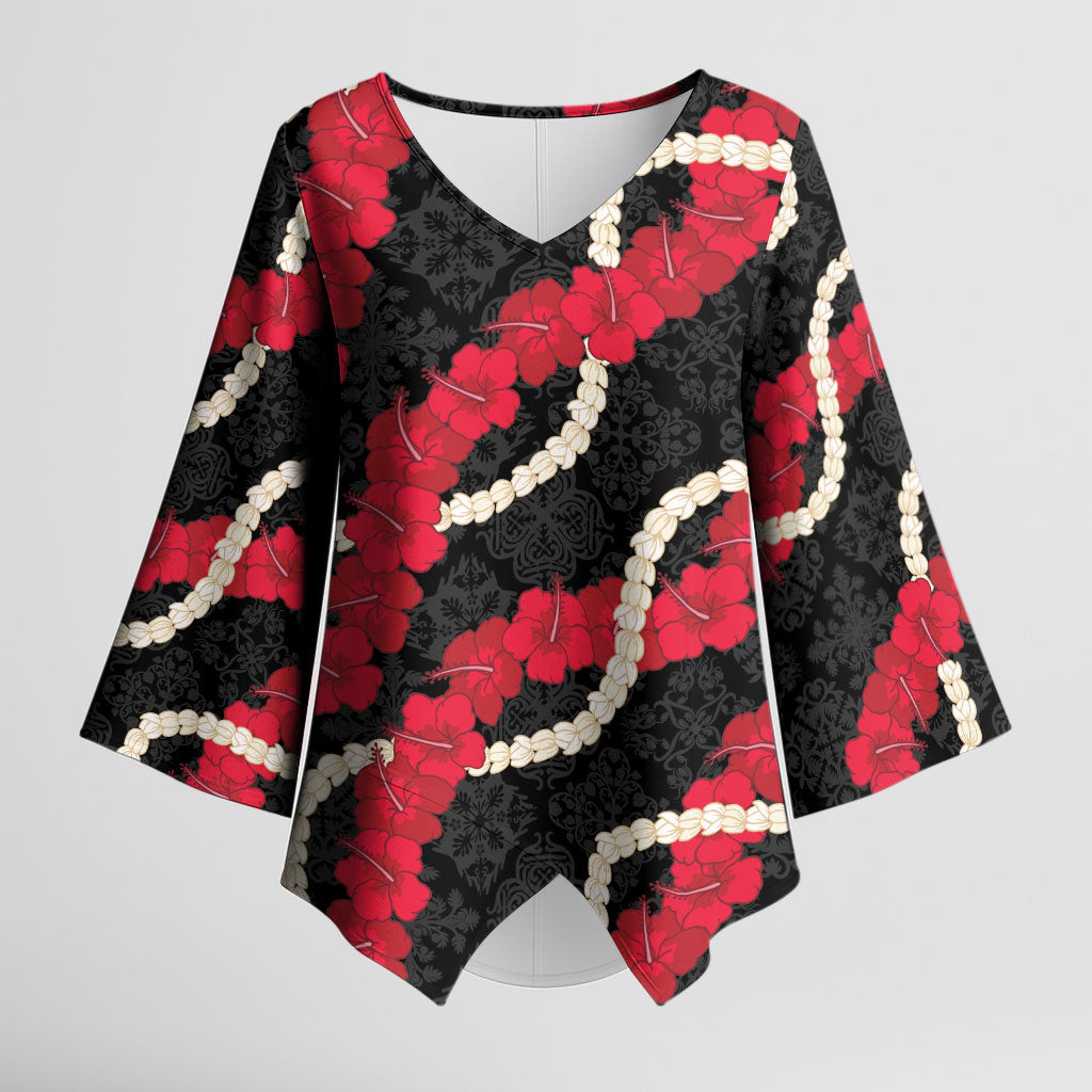 Aloha Ula'ula Hibiscus Pikake Lei Kimono Sleeve Blouse Hawaiian Quilt Pattern