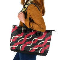 Aloha Ula'ula Hibiscus Pikake Lei Leather Tote Bag Hawaiian Quilt Pattern