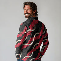 Aloha Ula'ula Hibiscus Pikake Lei Long Sleeve Polo Shirt Hawaiian Quilt Pattern