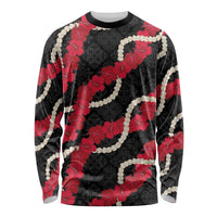 Aloha Ula'ula Hibiscus Pikake Lei Long Sleeve Shirt Hawaiian Quilt Pattern