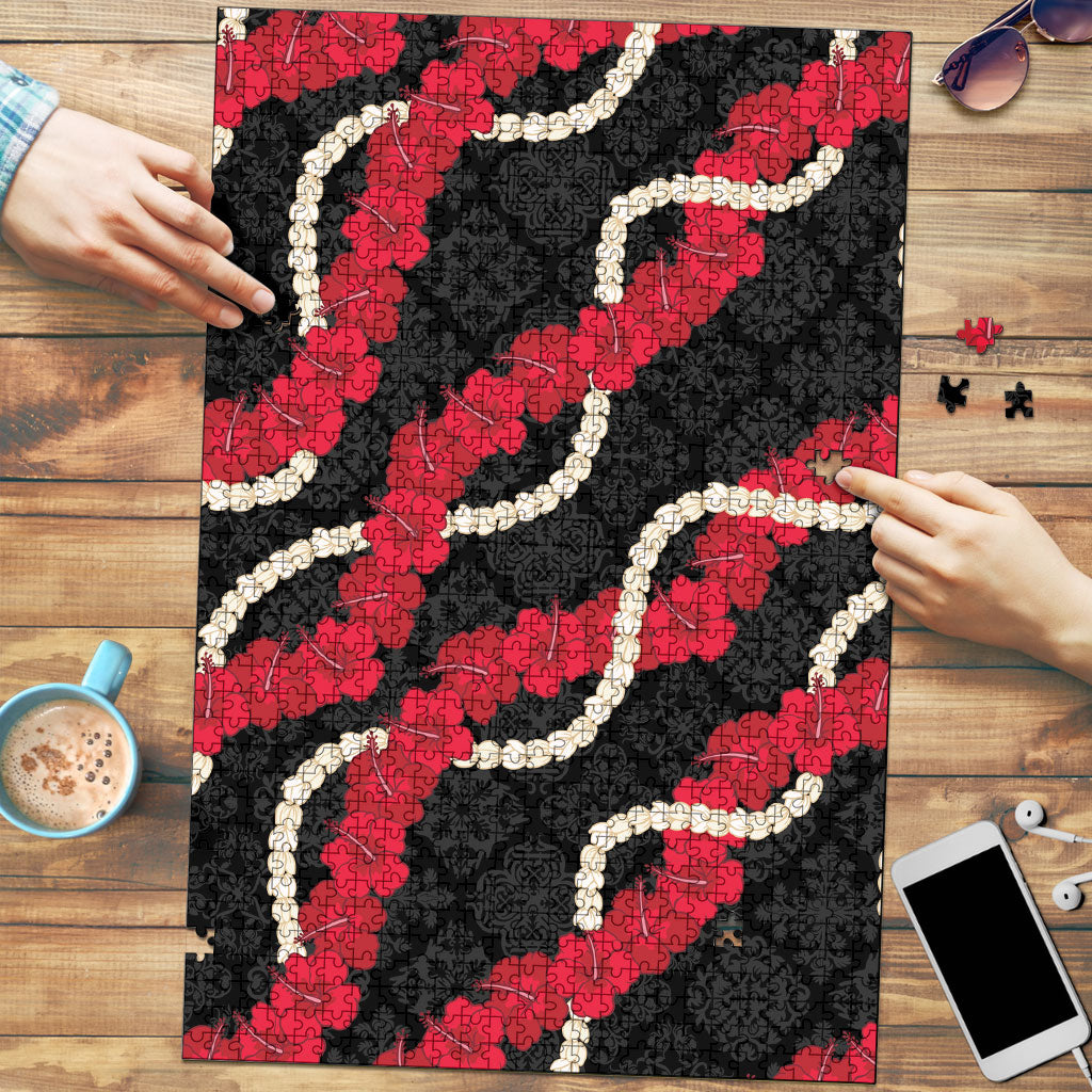 Aloha Ula'ula Hibiscus Pikake Lei Puzzle Hawaiian Quilt Pattern