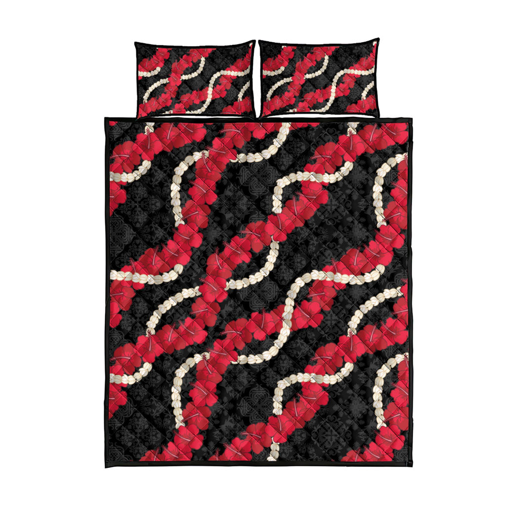 Aloha Ula'ula Hibiscus Pikake Lei Quilt Bed Set Hawaiian Quilt Pattern