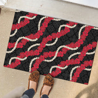 Aloha Ula'ula Hibiscus Pikake Lei Rubber Doormat Hawaiian Quilt Pattern