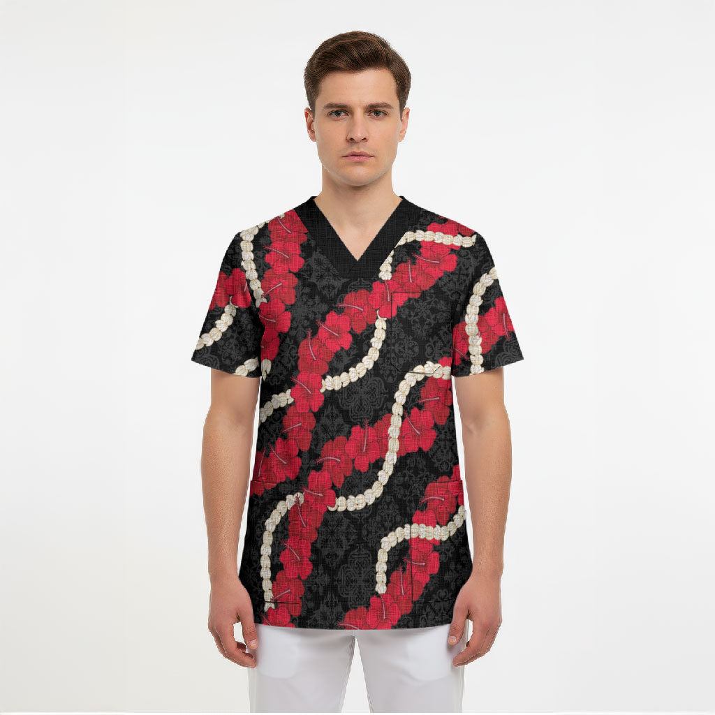 Aloha Ula'ula Hibiscus Pikake Lei Scrub Top Hawaiian Quilt Pattern