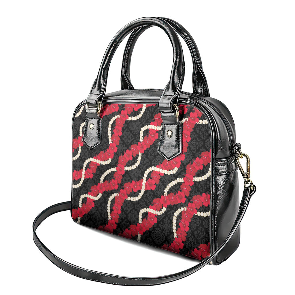 Aloha Ula'ula Hibiscus Pikake Lei Shoulder Handbag Hawaiian Quilt Pattern