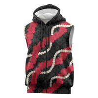 Aloha Ula'ula Hibiscus Pikake Lei Sleeveless Zip Hoodie Hawaiian Quilt Pattern